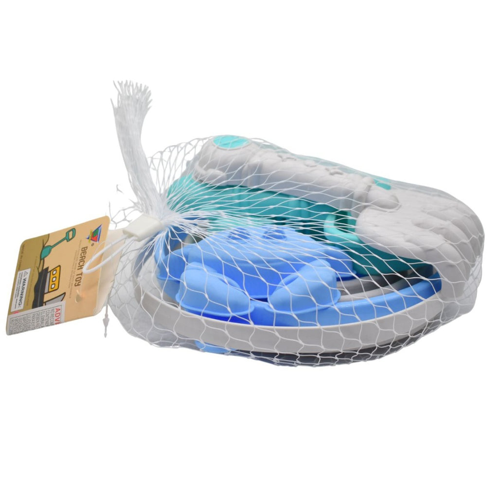 Balde de playa celeste plegable con accesorios. image 3