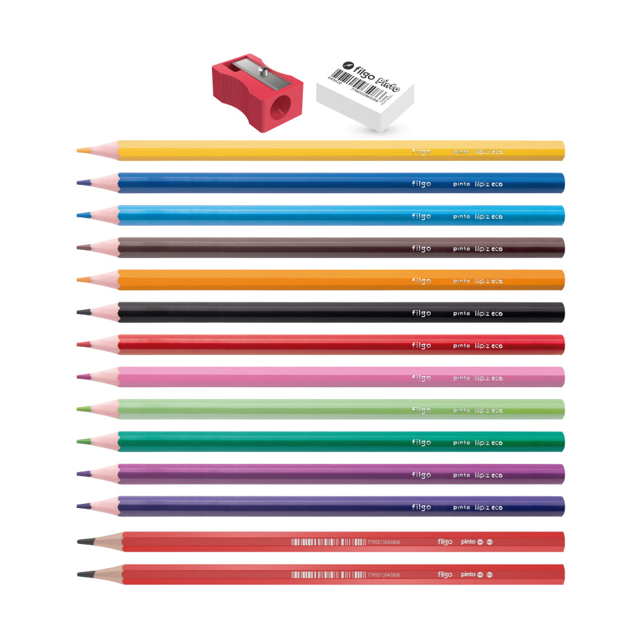 12 Lápices de Color Fútbol + 2 Lápices grafito + Goma + Sacapuntas image 1