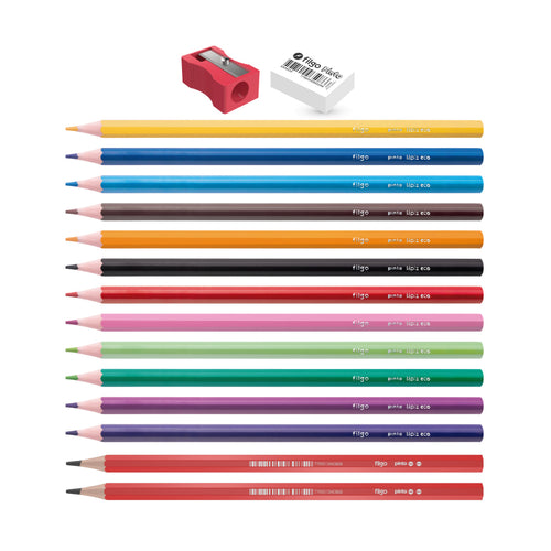 12 Lápices de Color Fútbol + 2 Lápices grafito + Goma + Sacapuntas image 1