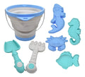 Balde de playa celeste plegable con accesorios. image 0