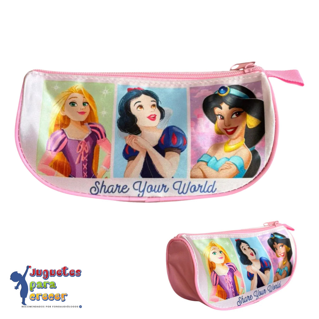 Cartuchera Escolar Infantil Princesas De Disney Color Rosa