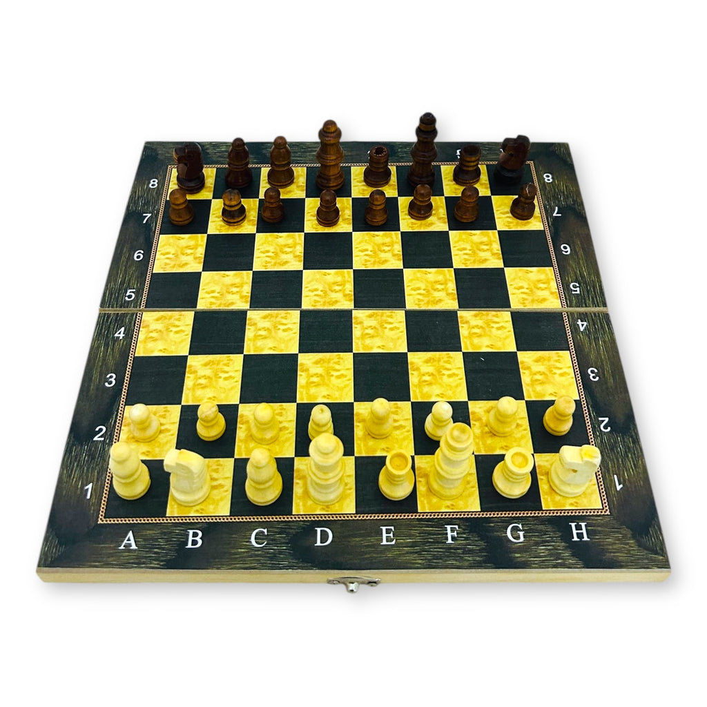 Juego de Mesa 3 en 1 – Ajedrez, Damas y Backgammon