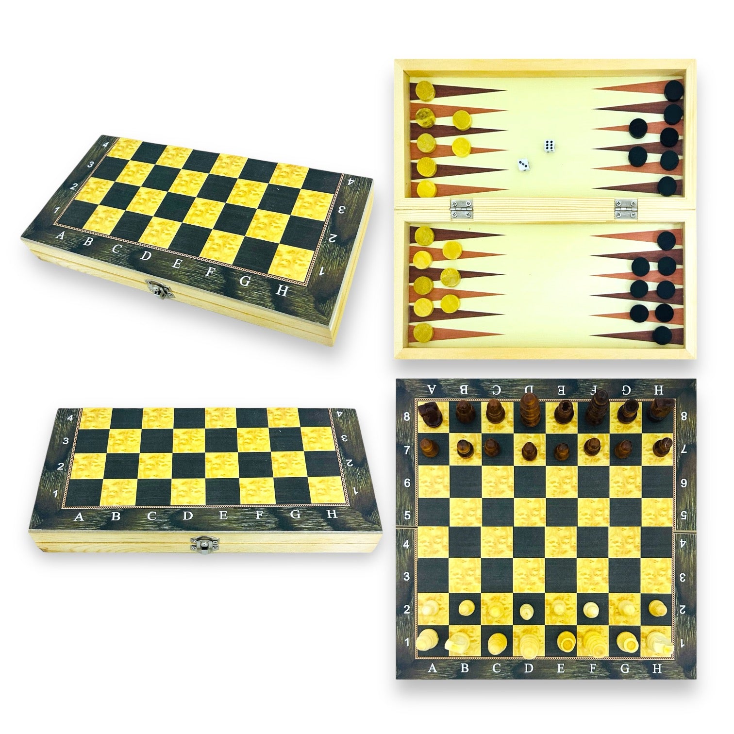 Juego de Mesa 3 en 1 – Ajedrez, Damas y Backgammon