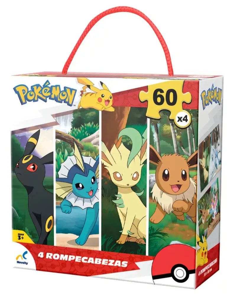 Puzzle Pokémon 4 en 1 – 4 Rompecabezas de 60 Piezas | Novelty