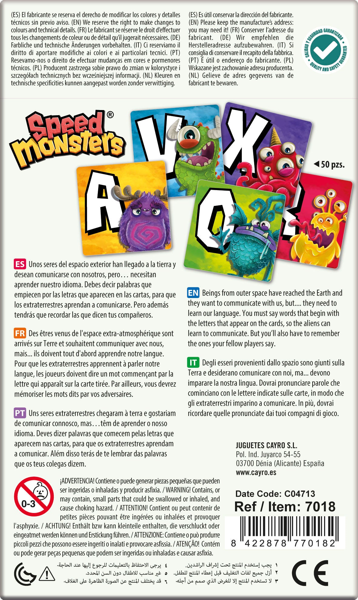 Juego de cartas Speed Monsters