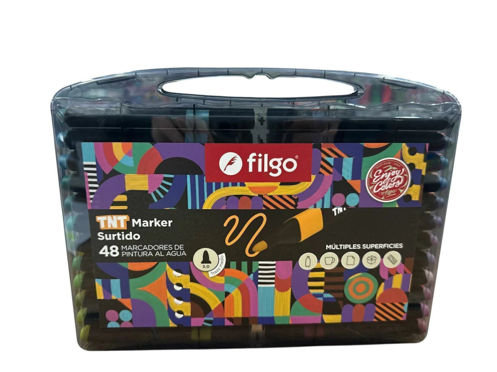 Valija Filgo 48 Marcadores TNT – Pintura al Agua | Múltiples Superficies image 0