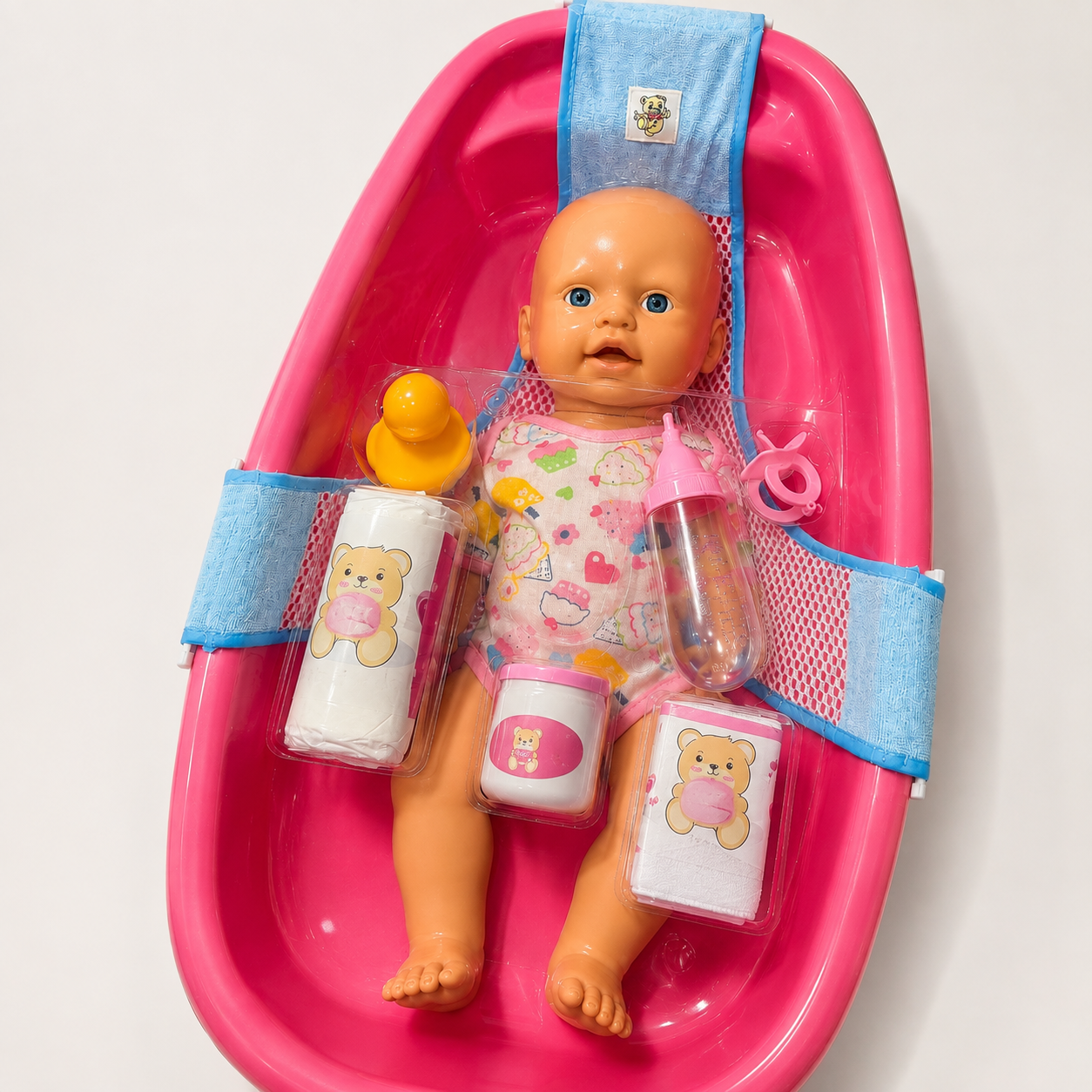 Bebé de 40 cm con bañera y accesorios de cuidado