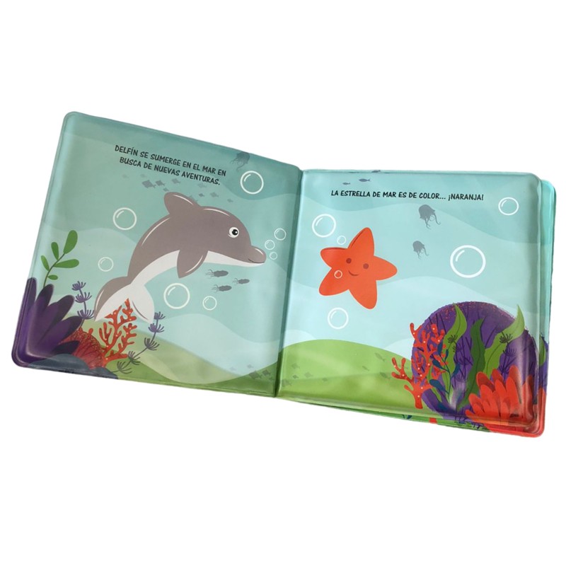 LIBRO DE BAÑO DELFIN APRENDE LOS COLORES + ESPONJA image 1
