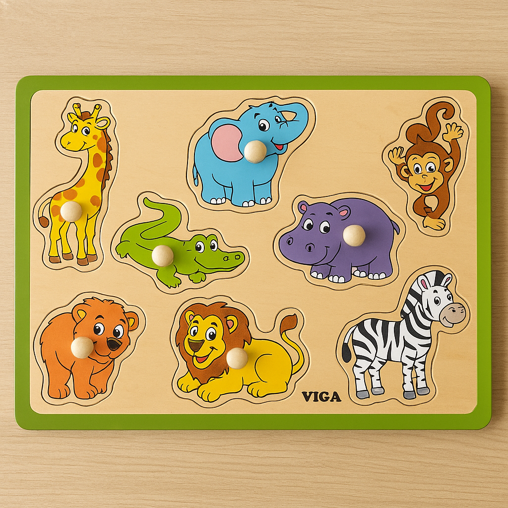 Tablero de encastre de madera – Animales de la selva image 0