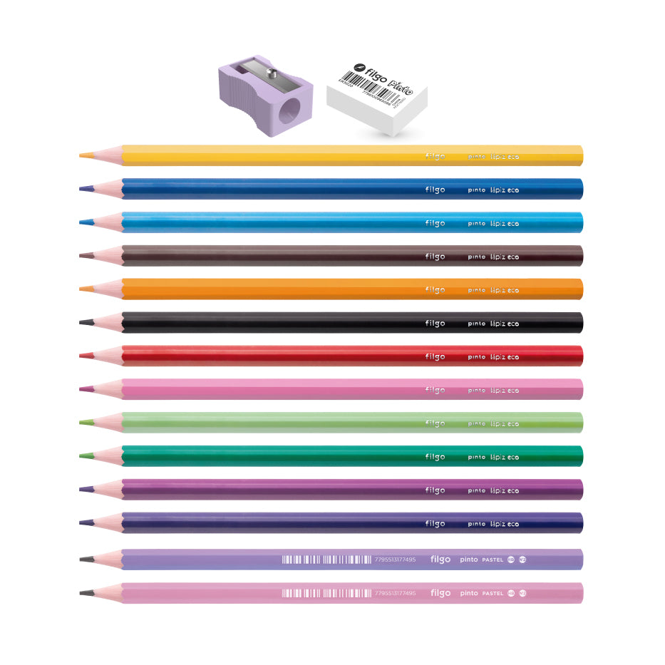 12 Lápices de Color Leoparda + 2 Lápices grafito + Goma + Sacapuntas image 1