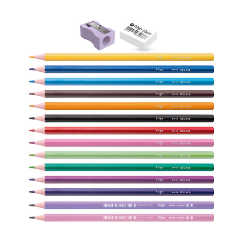 12 Lápices de Color Leoparda + 2 Lápices grafito + Goma + Sacapuntas image 1