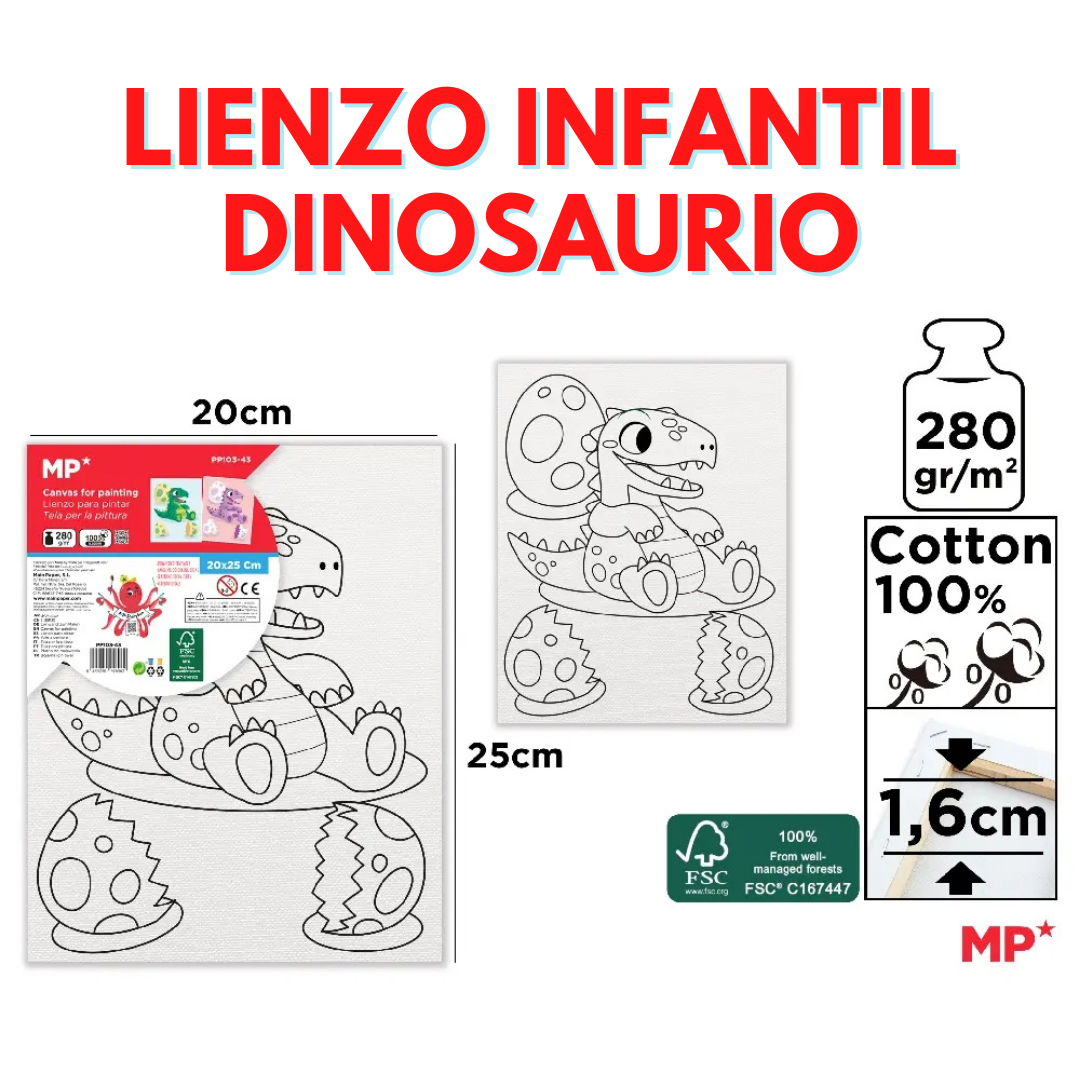 LIENZO INFANTIL DINOSAURIO (20x25 cm) image 0