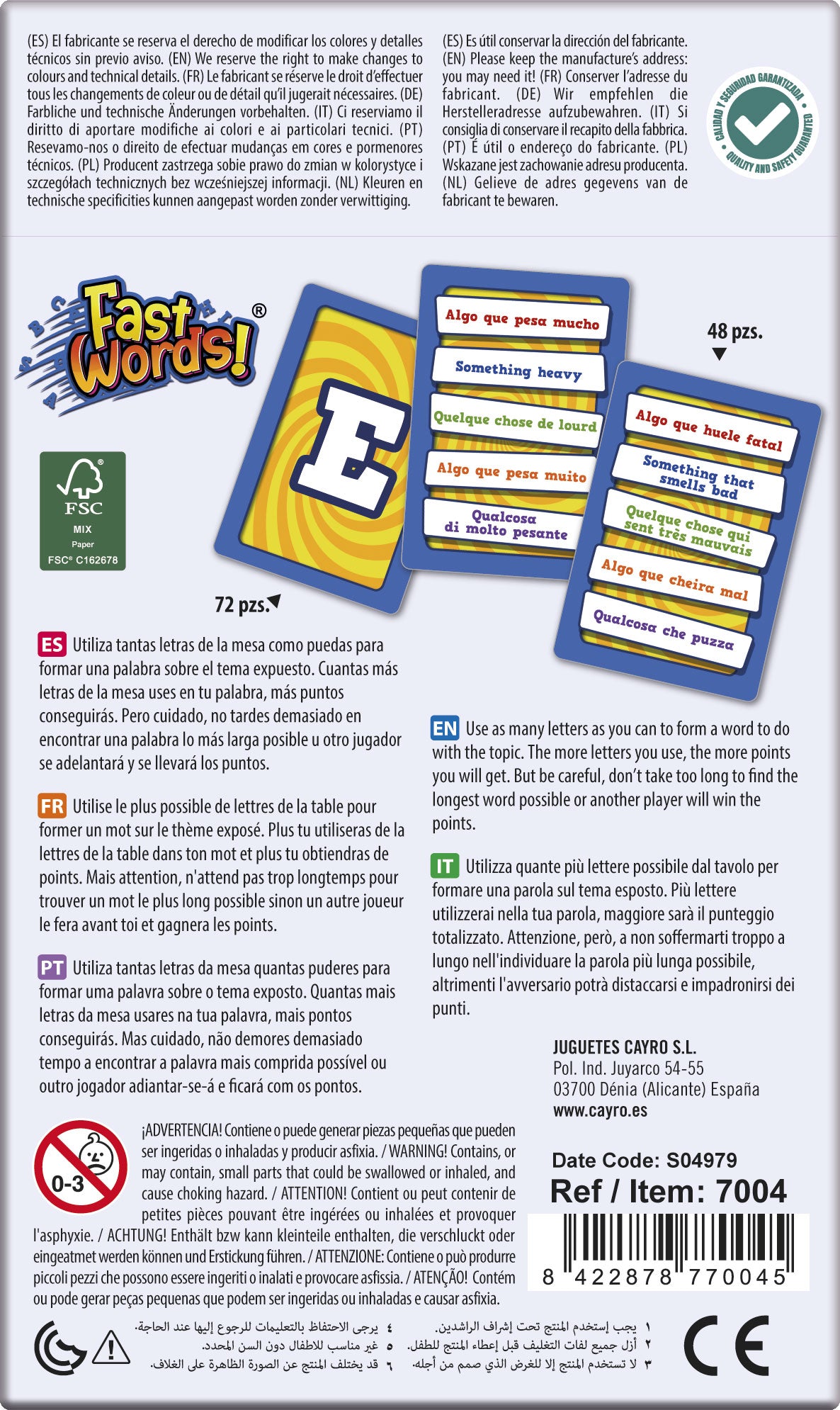 Juego de cartas Fast Words!