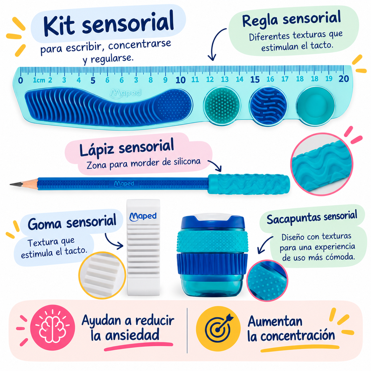 SET ESCOLAR KIDY LEARN CONCENTRACIÓN 4 PIEZAS MAPED