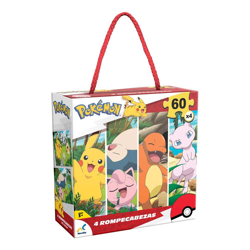 Puzzle Pokémon 4 en 1 – 4 Rompecabezas de 60 Piezas | Novelty